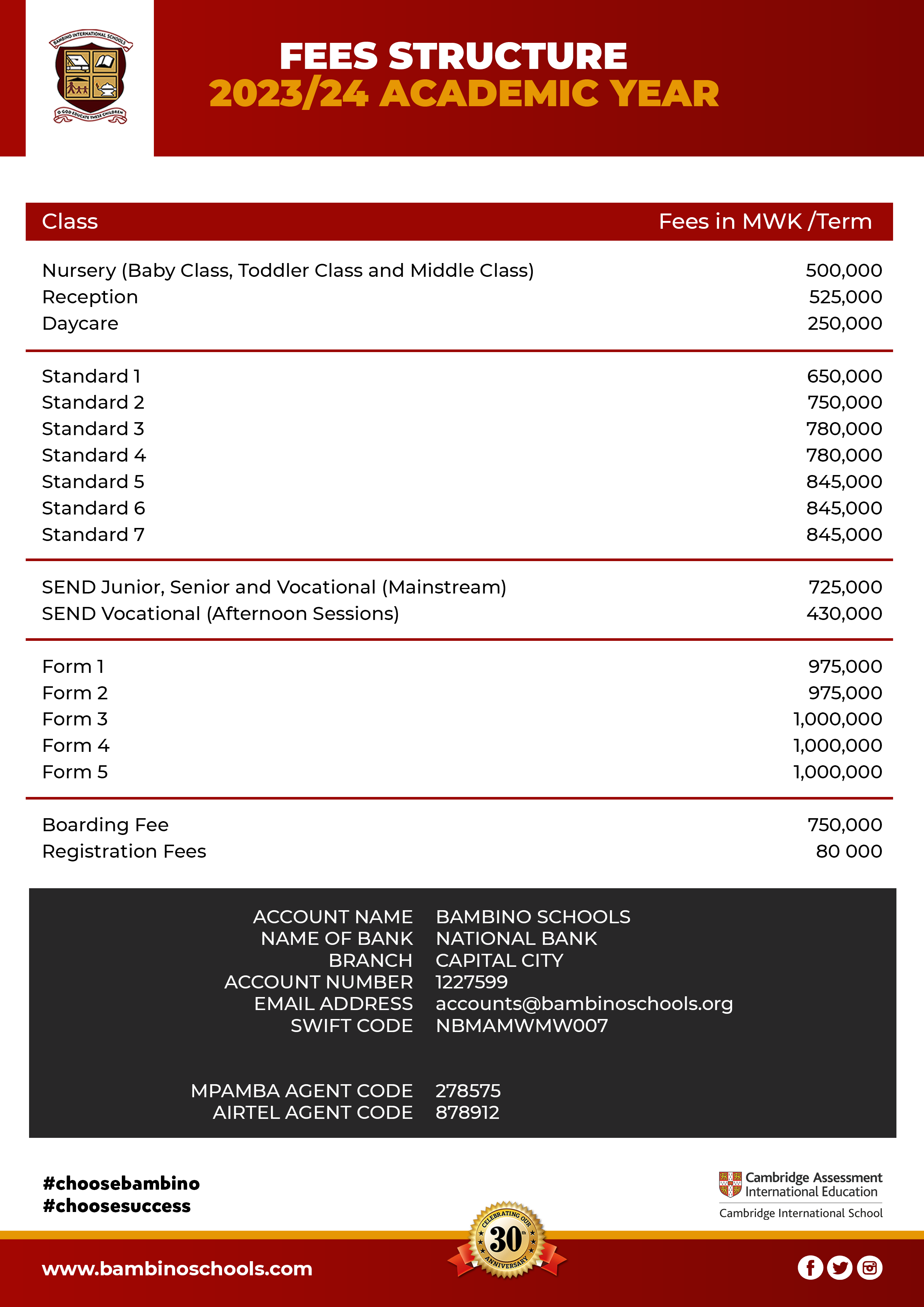 School Fees - Bambino Private Schools